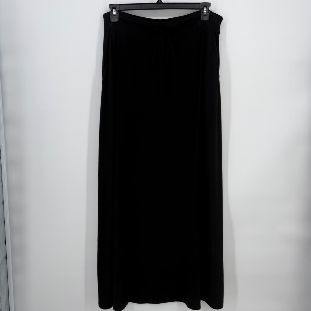 Jersey Knit Maxi Skirt Women XL Black Drawstring‎ Pockets NWOT